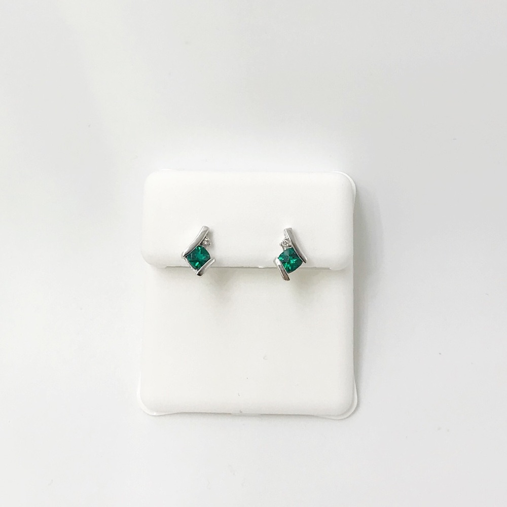 Created Emerald Earrings